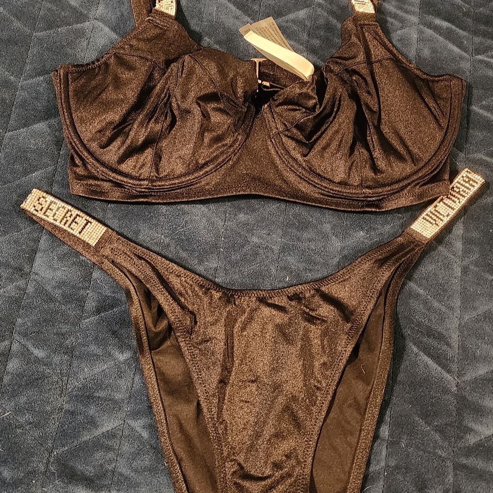 Victoria's Secret Black Bikini with Diamond Accents